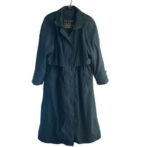 Vintage Fleet Street Trench Coat Women's‎ 12 Forest Green Removable Lining